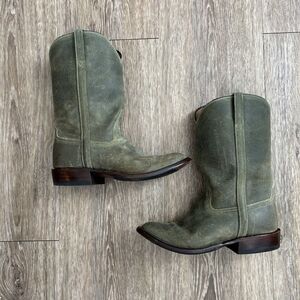 Kemo Sabe Rios of Mercedes Men's Sage Waxy Suede Roper Cowboy Boots Sz 8 EE RRL